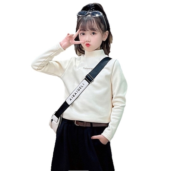 Vaikiškas topas su fliso pamušalu, aukštas kaklas, 95% poliesteris, Korėjų stiliaus atspaudas, 3–8 metų amžius