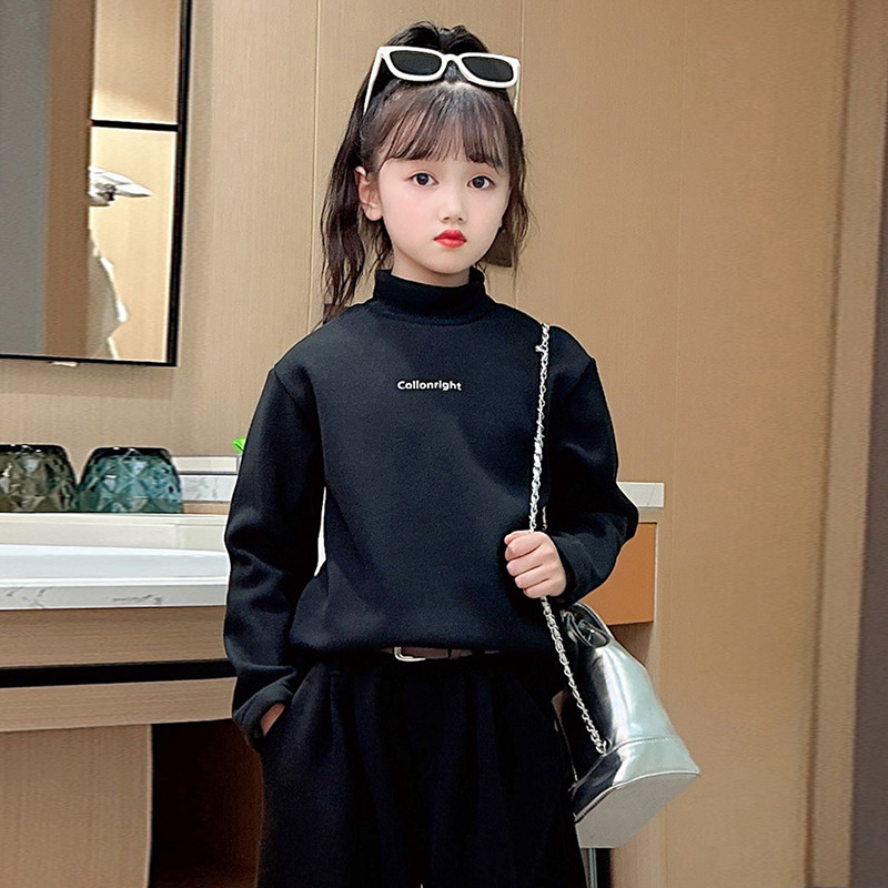 Vaikiškas topas su fliso pamušalu, aukštas kaklas, 95% poliesteris, Korėjų stiliaus atspaudas, 3–8 metų amžius