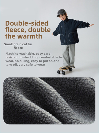 Gyerek polárfleece dzseki koreai stílusú, magas gallér, cipzáras záródás, 8 éves vagy nagyobb gyermekeknek