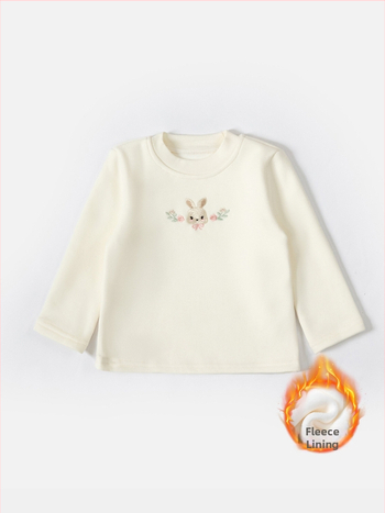 Mergaitei su fliso pamušalu storas apvalios kaklo slim-fit marškinėliai su ilgomis rankovėmis, 92,8% poliesterio, žiemai ir rudeniui