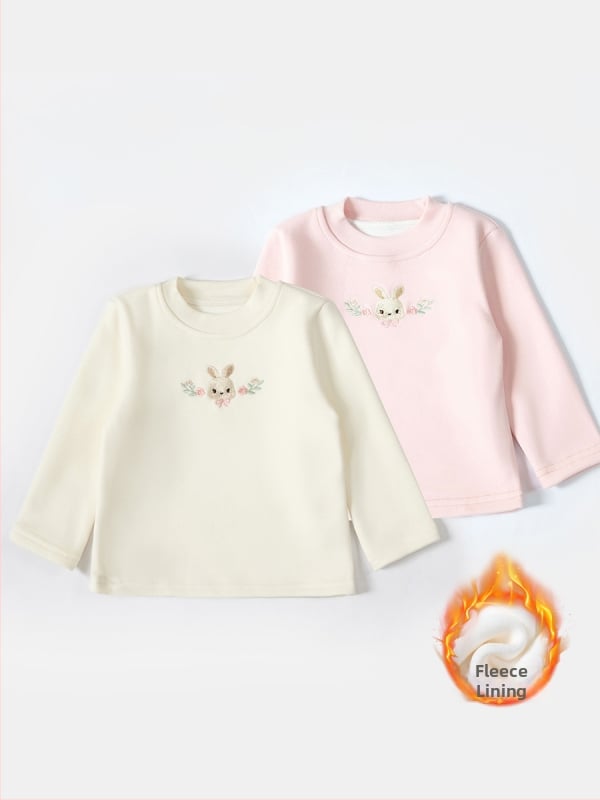 Lányoknak készült fleecével bélelt vastag kereknyakú slim-fit felső, hosszú ujjú, 92,8% poliészter, téli–őszre