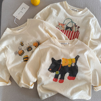 Dječja majica s dugim rukavima, karikaturni uzorak, 96% pamuk, za dob 3–8 godina, jesen