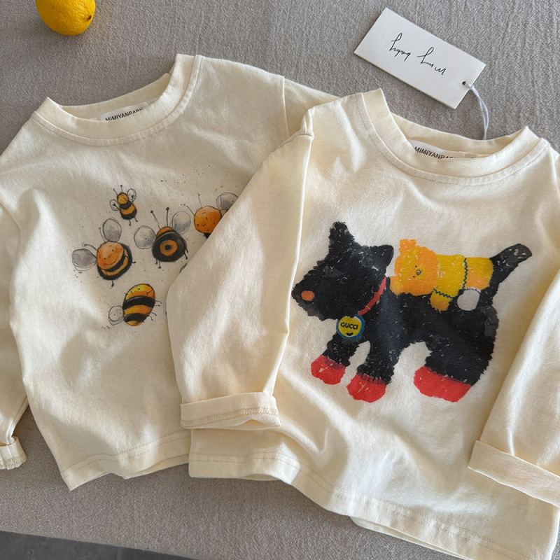 Dječja majica s dugim rukavima, karikaturni uzorak, 96% pamuk, za dob 3–8 godina, jesen