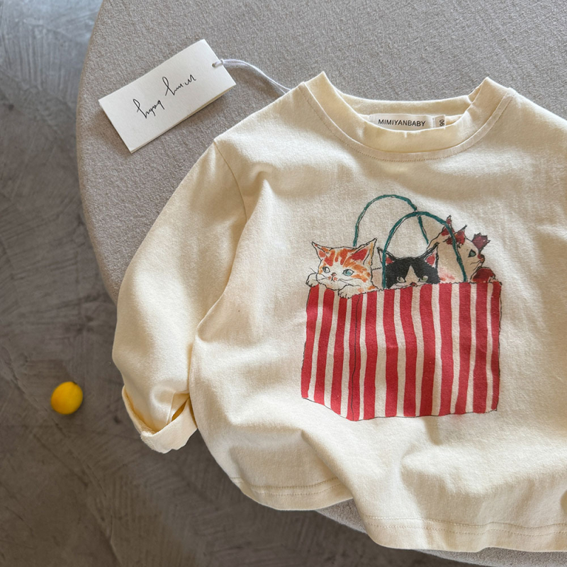 Dječja majica s dugim rukavima, karikaturni uzorak, 96% pamuk, za dob 3–8 godina, jesen