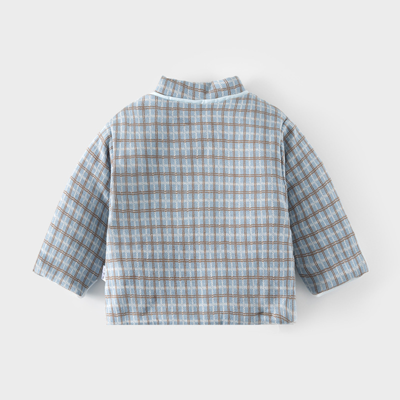 Памучна топла горна дреха за бебета и малки деца с височина 80–100 см, 100 g пълнеж, V-образно деколте, без качулка, зимна топлина, 100% памук