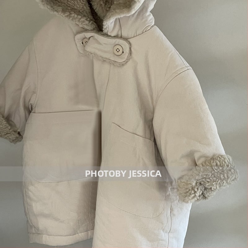 Koreai stílusú gyerek kapucnis vastag pamutkabát télre, 3–8 éveseknek