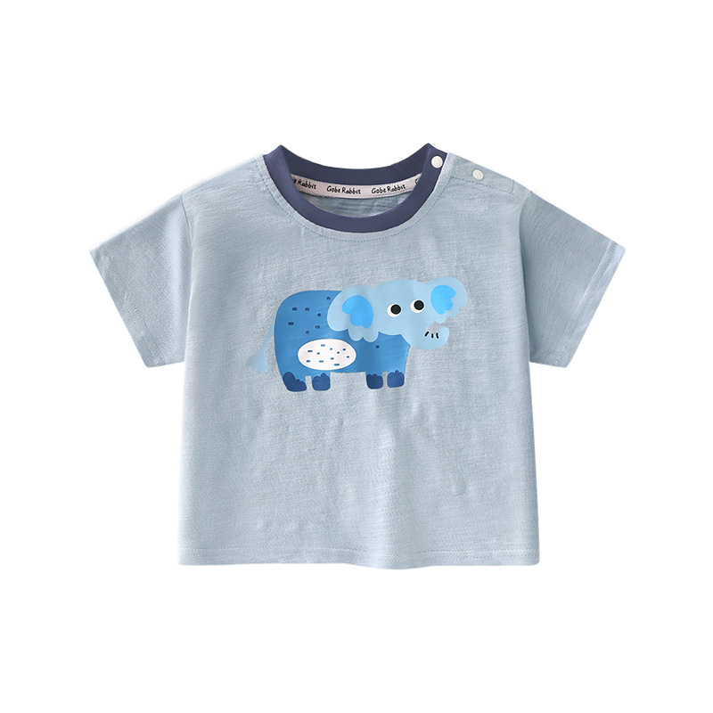 Unisex gyerekeknek pamut póló, 100% pamut, állatmintás, rövid ujjú, kerek nyak, nyári casual