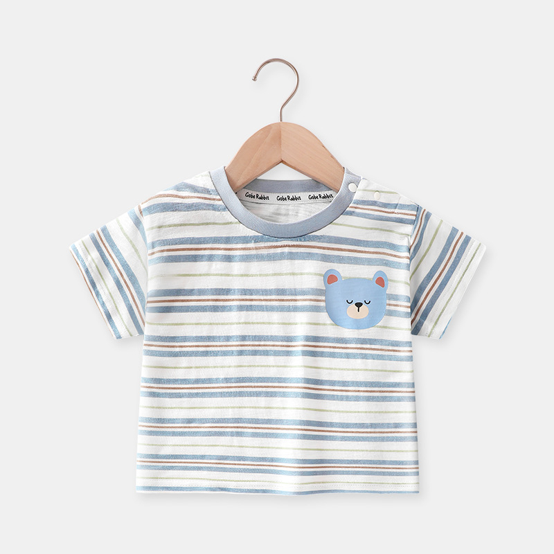 Unisex gyerekeknek pamut póló, 100% pamut, állatmintás, rövid ujjú, kerek nyak, nyári casual