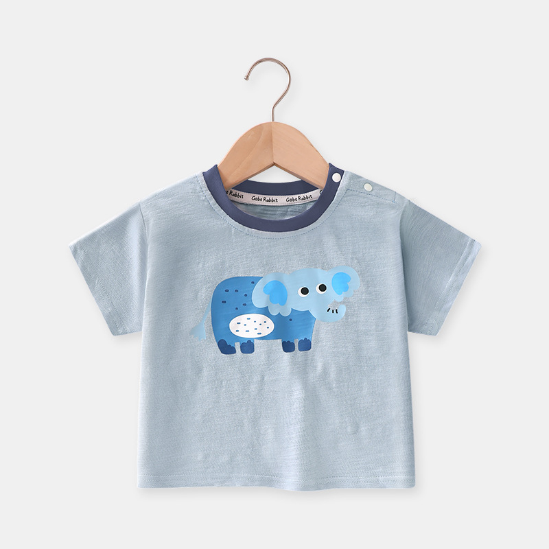 Unisex gyerekeknek pamut póló, 100% pamut, állatmintás, rövid ujjú, kerek nyak, nyári casual