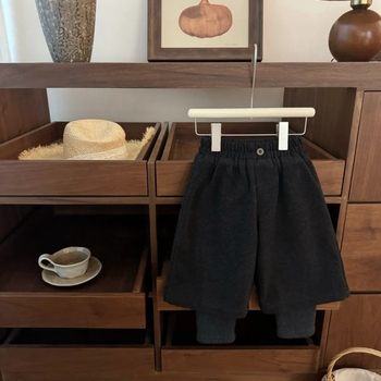 Sweet Little Secretary dječje hlače za djevojčice u korejskom stilu s fleece unutrašnjošću, jednotone casual; glavni materijal pamuk 90%, elastični pojas, dugi hlače, uzrast 3–8 godina