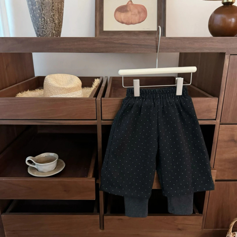 Sweet Little Secretary dječje hlače za djevojčice u korejskom stilu s fleece unutrašnjošću, jednotone casual; glavni materijal pamuk 90%, elastični pojas, dugi hlače, uzrast 3–8 godina