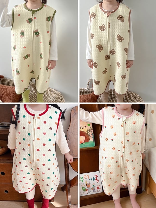 Zimska beba odjeća za spavanje: spavaći vreća i quilt noćna haljina, 95% pamuk, korejski stil, uzorak životinja/crtić, za bebe 1–3 godine