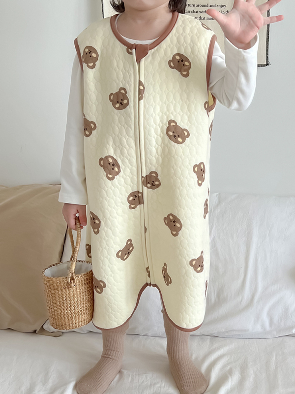 Talvine beebi undriide: magamiskott ja kviltimisega ööriide, 95% puuvill, koreal stiil, loomade/animatsiooni muster, 1–3 aastane