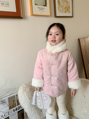 Mergaitei Tang stiliaus žieminė striukė, 100% poliesterio audinys, poliesterio pamušalas, storesnė konstrukcija