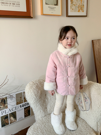 Mergaitei Tang stiliaus žieminė striukė, 100% poliesterio audinys, poliesterio pamušalas, storesnė konstrukcija