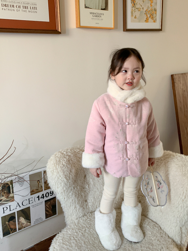 Mergaitei Tang stiliaus žieminė striukė, 100% poliesterio audinys, poliesterio pamušalas, storesnė konstrukcija