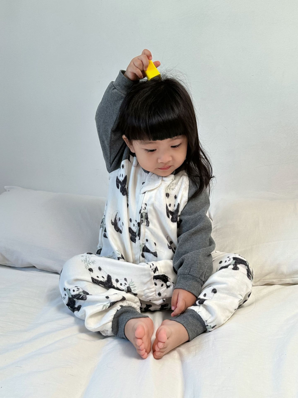 Dječji jednopojasni pidžama kombinezon od bambusovih vlakana, podstava od čistog pamuka (≥95%), punilo od pamuka, uzorak crtani likovi životinja, jesen