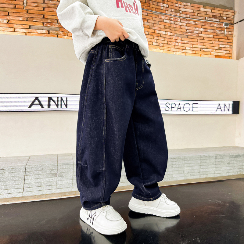 Dječje traperice za dječake s fleece podstavom, ravni kroj, pamuk denim, srednji pojas s elastičnim pojasom, 71,8% pamuka