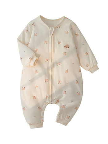 Sac de dormit pentru copii, iarnă, gros, cu mâneci lungi și picioare separate, fermoar metalic, exterior din bumbac cu căptușeală din bumbac pur