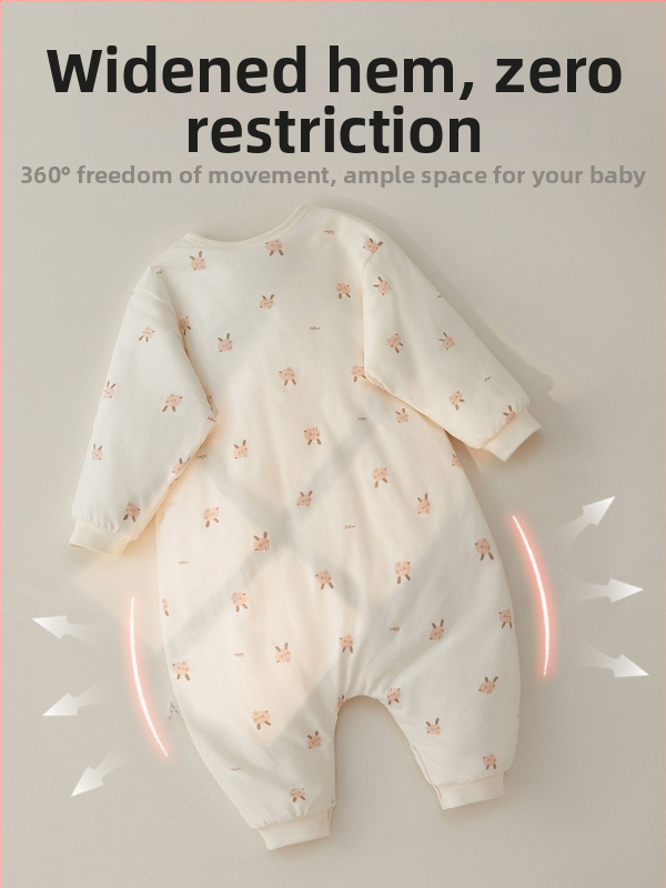 Ziemas bērnu gulēšanās somiņa ar garām piedurknēm un atdalāmiem kājām, metāla rāvējslēdzējs, kokvilnas ārējais audums ar tīras kokvilnas iekšpusi