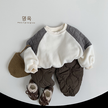 Gyerekeknek szóló nadrág, koreai stílusban, nylon kötött anyagból 100%, középső derekú gumis derékkal, 3–8 éveseknek (tél/ősz)