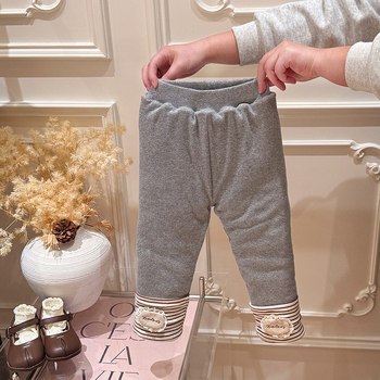 Pantaloni de iarnă pentru copii din bumbac, lungi, talie medie, stil casual de bază, 60% bumbac