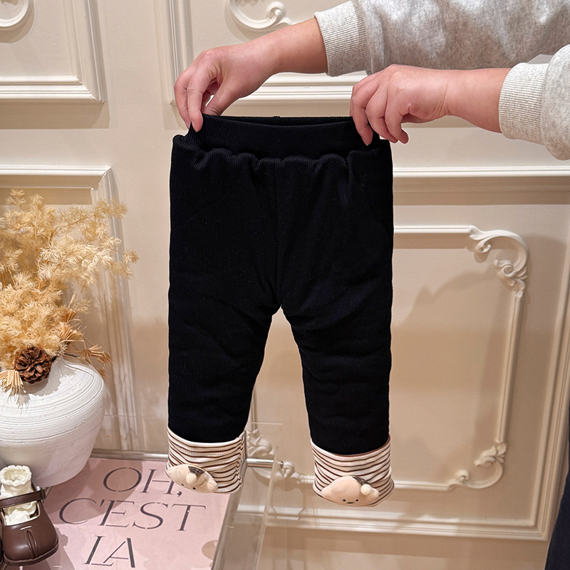 Pantaloni de iarnă pentru copii din bumbac, lungi, talie medie, stil casual de bază, 60% bumbac