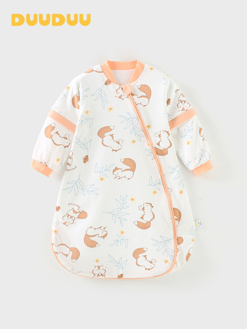 DUUDUU Dvostruki dječji spavaći vrećica, 100% pamuk vanjska i podstava, punilo pamuk, rukavi s mogućnošću uklanjanja, metalni zatvarač, pogodna za proljeće i jesen, uzrast 0–3 godine
