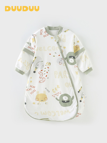 DUUDUU Dvostruki dječji spavaći vrećica, 100% pamuk vanjska i podstava, punilo pamuk, rukavi s mogućnošću uklanjanja, metalni zatvarač, pogodna za proljeće i jesen, uzrast 0–3 godine