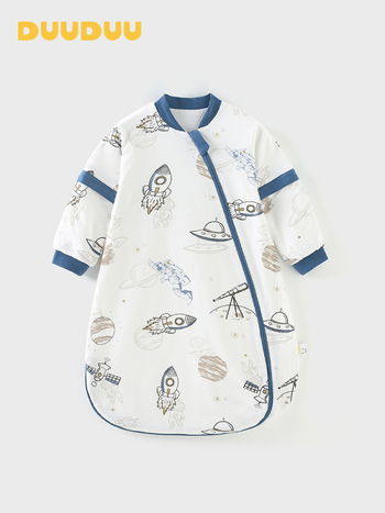 DUUDUU Dvostruki dječji spavaći vrećica, 100% pamuk vanjska i podstava, punilo pamuk, rukavi s mogućnošću uklanjanja, metalni zatvarač, pogodna za proljeće i jesen, uzrast 0–3 godine