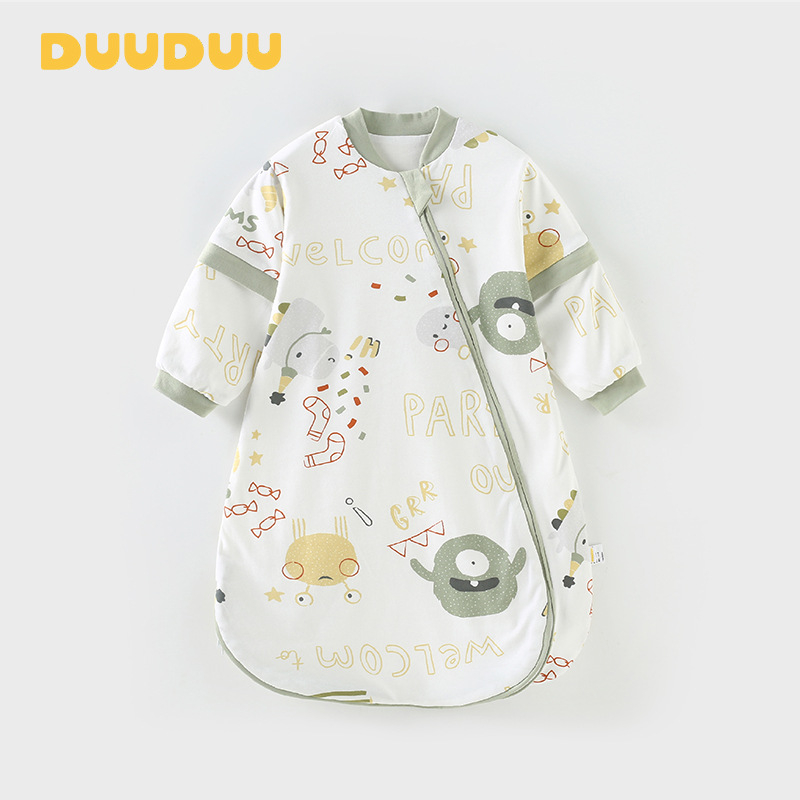 DUUDUU Dvostruki dječji spavaći vrećica, 100% pamuk vanjska i podstava, punilo pamuk, rukavi s mogućnošću uklanjanja, metalni zatvarač, pogodna za proljeće i jesen, uzrast 0–3 godine