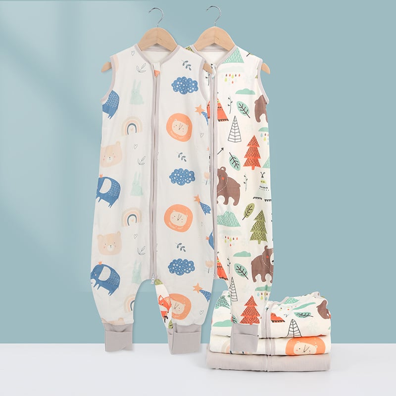 Miegmaišis kūdikiams ir mažiems vaikams – dviejų sluoksnių medvilnės megztas, su kojų atverimis – visoms metų laikams, metalinis užtrauktukas