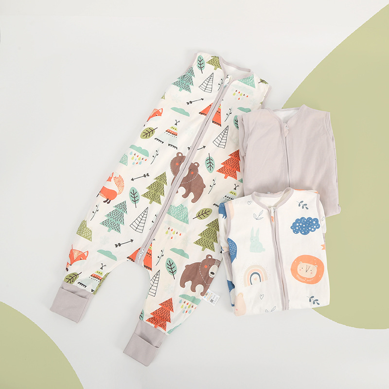 Miegmaišis kūdikiams ir mažiems vaikams – dviejų sluoksnių medvilnės megztas, su kojų atverimis – visoms metų laikams, metalinis užtrauktukas