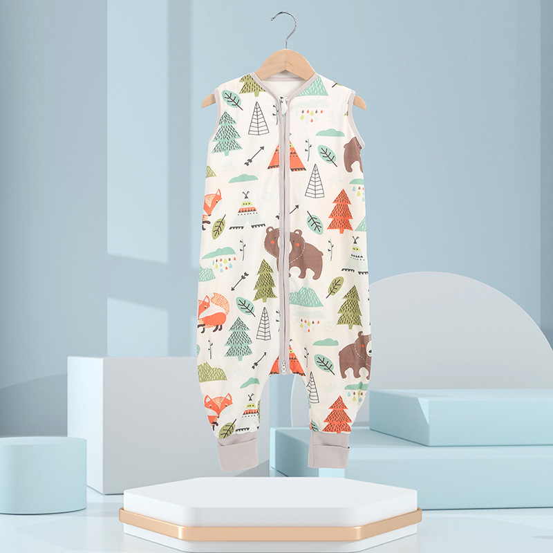 Miegmaišis kūdikiams ir mažiems vaikams – dviejų sluoksnių medvilnės megztas, su kojų atverimis – visoms metų laikams, metalinis užtrauktukas