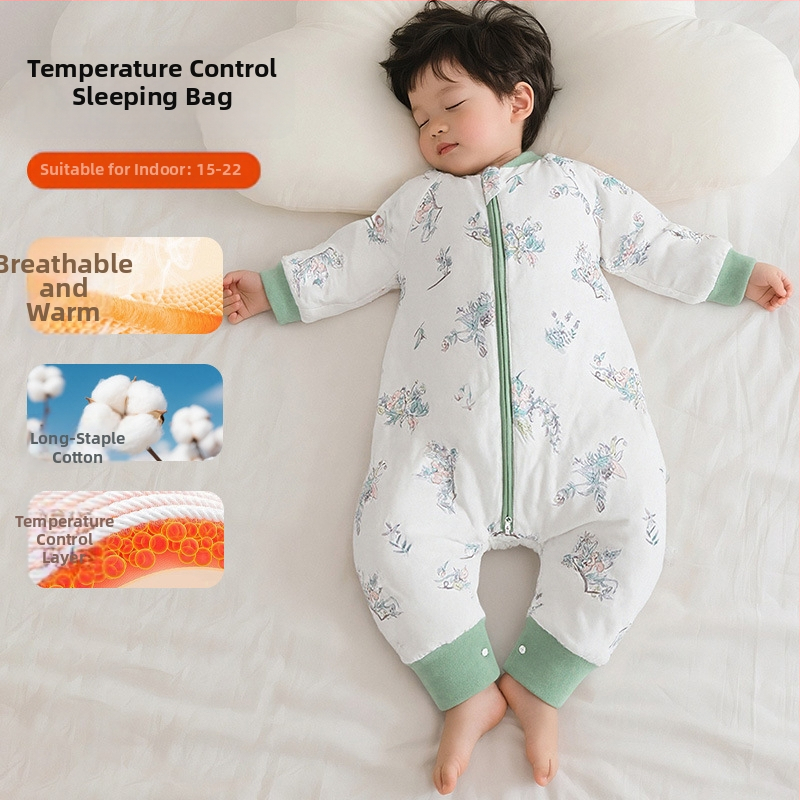 Kūdikio miego maišelis su pastovia temperatūra, medvilnės užpildas, medvilnės vidinė apdaila 95%+, gyvūnų raštas, tinkamas pavasariui–vasarai–rudeniui, amžius 1–3 metai