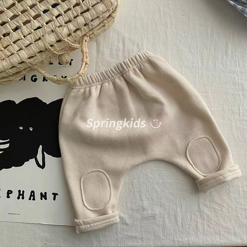 Pantaloni lungi pentru bebeluși, stil coreean, căptuți cu fleece, 95% bumbac, talie elastică, unisex, toamnă-iarnă