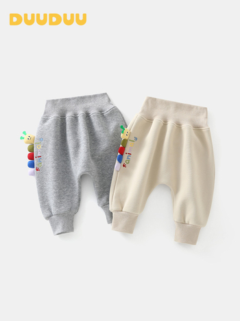 Korejski stil dječje dugačke hlače, 95% pamuk + 5% elastinsko vlakno, elastični pojas, unutarnji fleece, crtani uzorak, za dob 0–1 godina, proljeće–zima