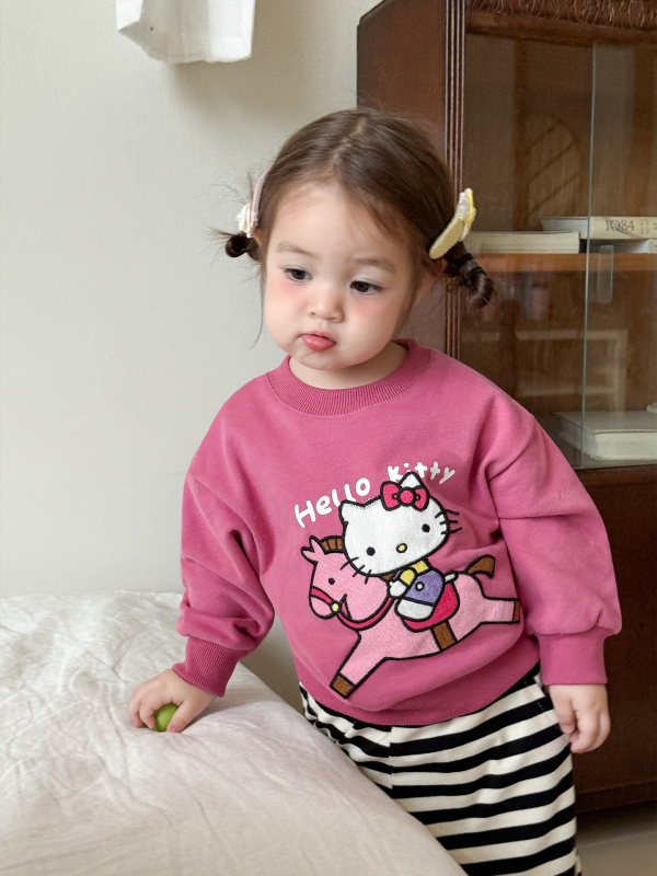 Guava детски суитчър с качулка и мультяшен принт, корейски стил, за възраст 1–3 г., есен-зима, 87% памук 13% полиестер