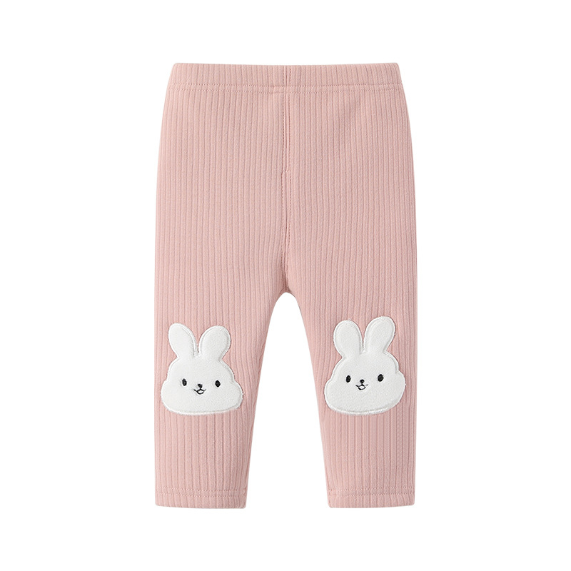 Dječje dugačke hlače s fleecem iznutra, tople, korejski stil osnovnog sloja, elastični pojas, 96% pamuk, uzorak životinja/cartoon, zima, unisex