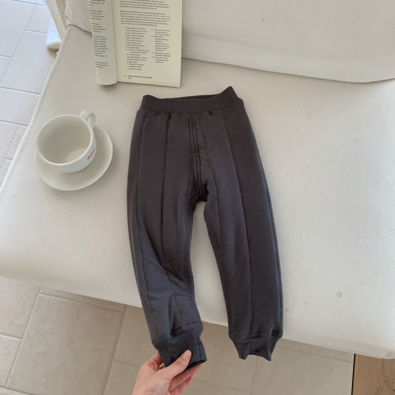 Pantaloni unisex pentru copii, toamnă-iarnă, din fibre de poliester, amestec de bumbac, talie medie, deschidere la zona inghinală