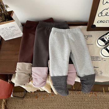 Colanți pentru copii cu căptușeală fleece, lungime integrală, talie medie cu elastic, pentru fetițe 1–3 ani, material din amestec poliester.