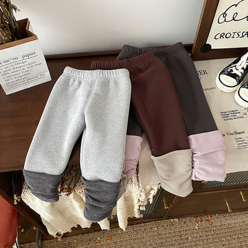 Colanți pentru copii cu căptușeală fleece, lungime integrală, talie medie cu elastic, pentru fetițe 1–3 ani, material din amestec poliester.