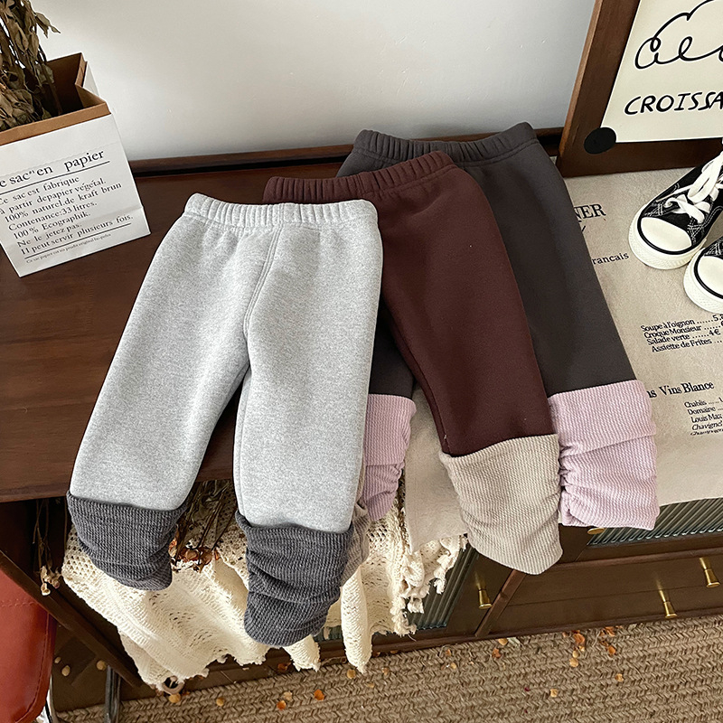 Colanți pentru copii cu căptușeală fleece, lungime integrală, talie medie cu elastic, pentru fetițe 1–3 ani, material din amestec poliester.