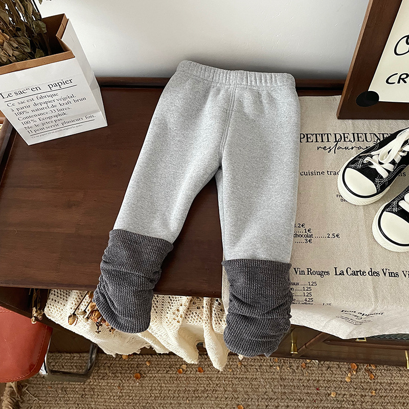 Colanți pentru copii cu căptușeală fleece, lungime integrală, talie medie cu elastic, pentru fetițe 1–3 ani, material din amestec poliester.