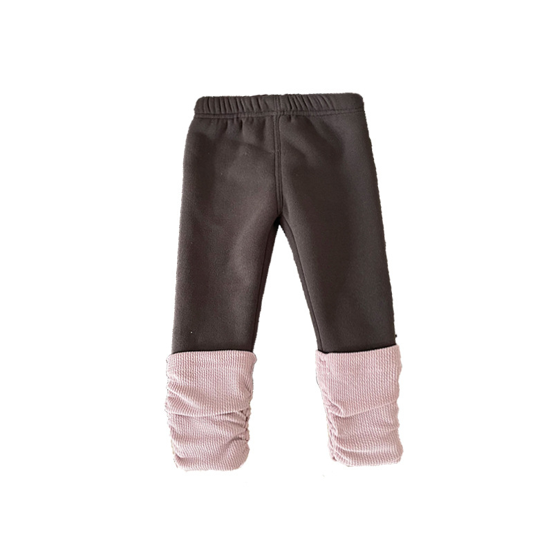 Colanți pentru copii cu căptușeală fleece, lungime integrală, talie medie cu elastic, pentru fetițe 1–3 ani, material din amestec poliester.