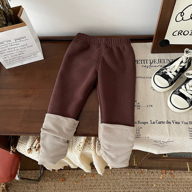 Colanți pentru copii cu căptușeală fleece, lungime integrală, talie medie cu elastic, pentru fetițe 1–3 ani, material din amestec poliester.