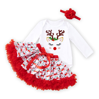 Trokomponentni dječji set odjeće, princezanski stil, dugi rukavi, tutu suknja, 95% pamuk