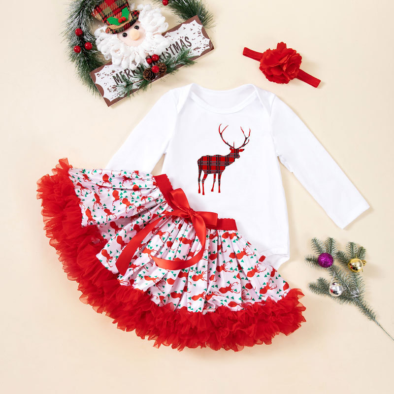 Trokomponentni dječji set odjeće, princezanski stil, dugi rukavi, tutu suknja, 95% pamuk