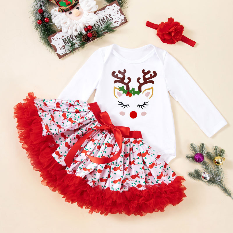 Trokomponentni dječji set odjeće, princezanski stil, dugi rukavi, tutu suknja, 95% pamuk