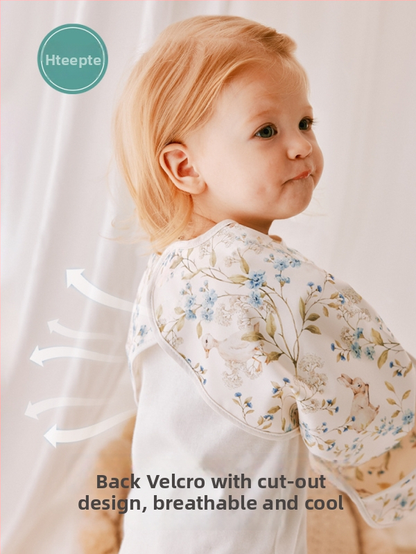 Bērnu ēdiena lakatiņš ar garām piedurknēm – karikatūru raksts, ūdensizturīgs, traipu noturība, piemērots zīdaiņiem 0–1 gads